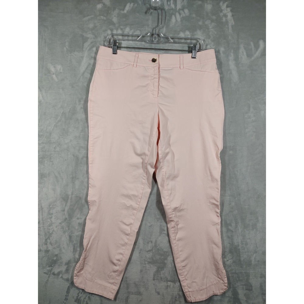 White House Black Market Pink Cropped Tapered Pants Size 8 Curved Hem Vents